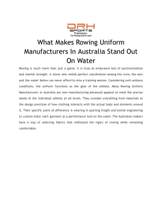 What Makes Rowing Uniform Manufacturers In Australia Stand Out On Water