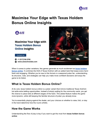 Maximise Your Edge with Texas Holdem Bonus Online Insights