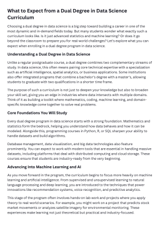 What to Expect from a Dual Degree in Data Science Curriculum