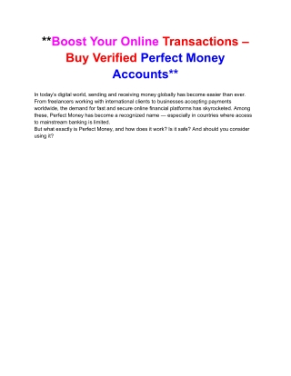 __Boost Your Online Transactions – Buy Verified Perfect Money Accounts__