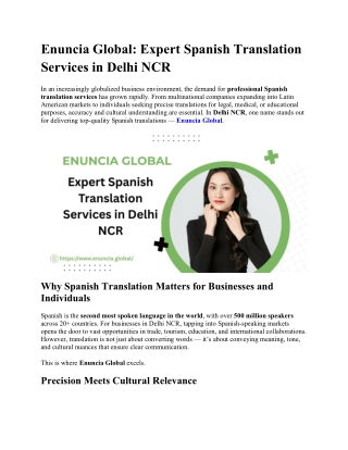 Enuncia Global Expert Spanish Translation Services in Delhi NCR