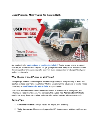 Used Pickups, Mini Trucks for Sale in Delhi