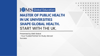 Study Master of Public Health in UK – ISMS Global