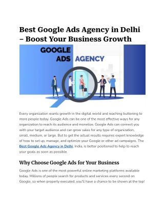 Best Google Ads Agency in Delhi – Boost Your Business Growth