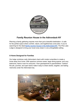 Family Reunion House in the Adirondack NY