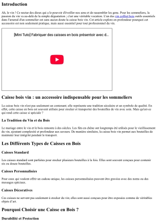 Caisse bois vin : un accessoire indispensable pour les sommeliers