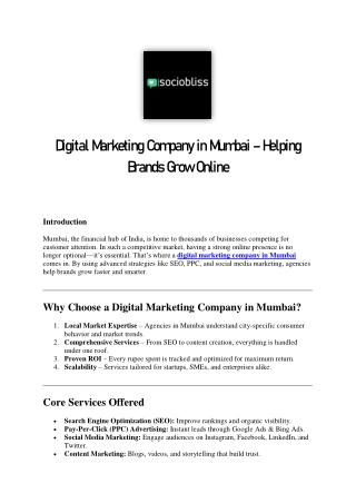 Digital Marketing Company in Mumbai – Helping Brands Grow Online
