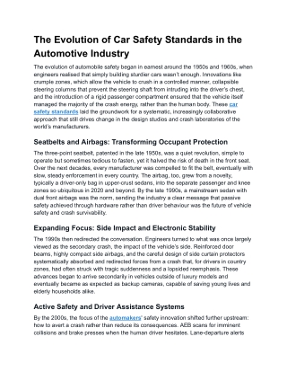 The Evolution of Car Safety Standards in the Automotive Industry