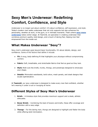 Sexy Men’s Underwear: Redefining Comfort, Confidence, and Style