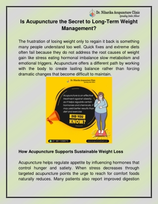 Best Acupuncture Clinic in India