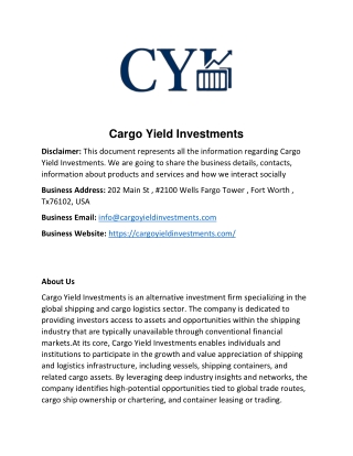 Cargo Yield Investments