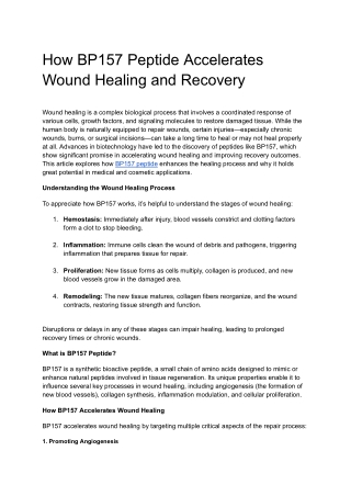 How BP157 Peptide Accelerates Wound Healing and Recovery