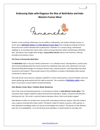 Embracing Style with Elegance the Rise of Bold Boho and Indo Western Fusion Wear