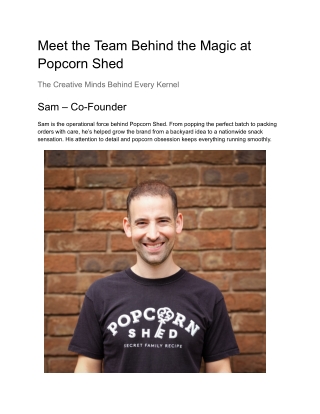 Meet the Team Behind the Magic at Popcorn Shed