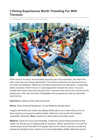 travassa.in-3 Dining Experiences Worth Travelling For With Travassa