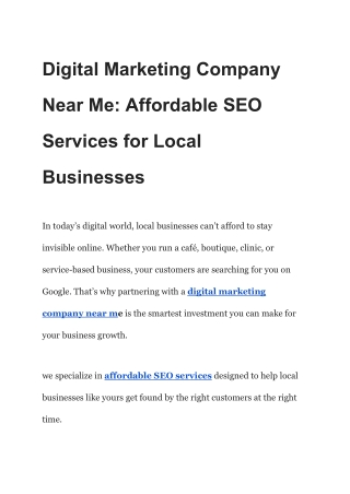 Digital Marketing Company Near Me_ Affordable SEO Services for Local Businesses