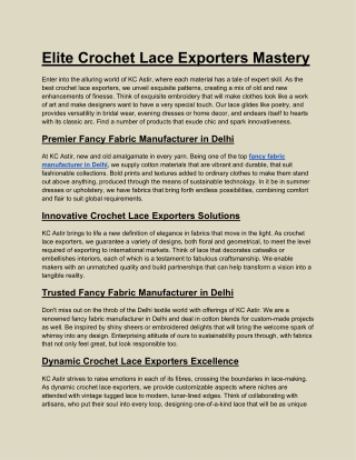 Elite Crochet Lace Exporters Mastery
