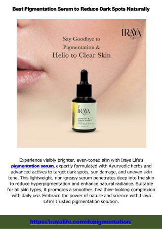 Glow Naturally with Pigmentation Serum and Face Cream for Women