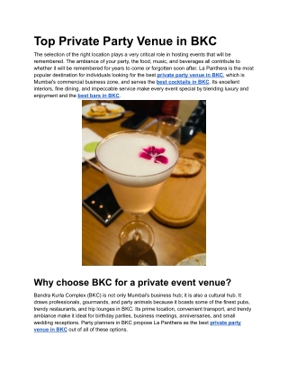 Top Private Party Venue in BKC