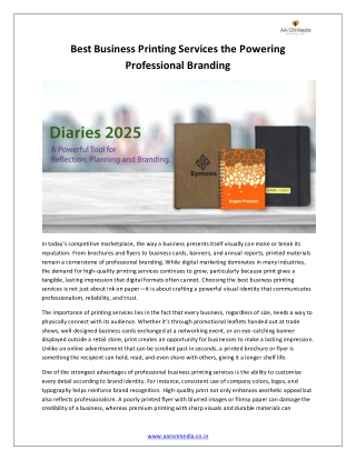 Best Business Printing Services the Powering Professional Branding