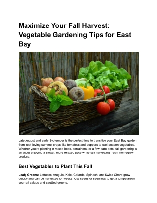 Enjoy Fall Vegetable Gardening in the East Bay