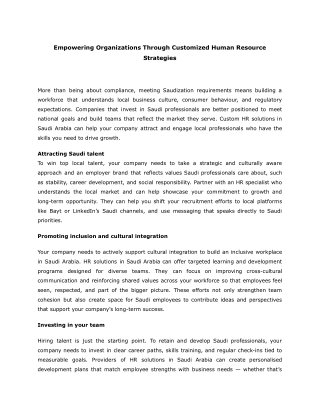 Empowering Organizations Through Customized Human Resource Strategies