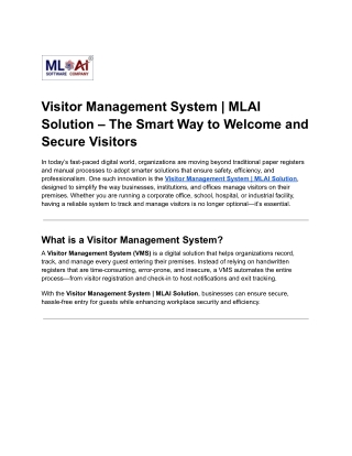 Visitor Management System  MLAI Solution