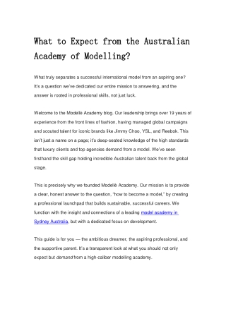 What to Expect from the Australian Academy of Modelling