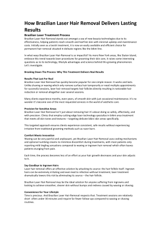 How Brazilian Laser Hair Removal Delivers Lasting