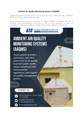 Ambient Air Quality Monitoring Systems AAQMS
