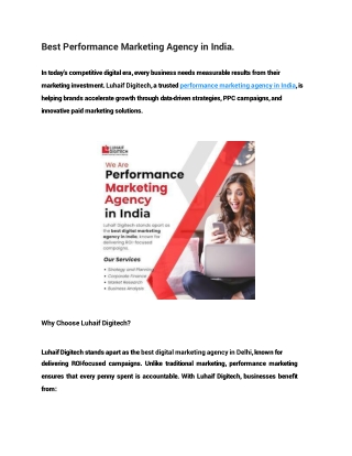 Best Performance Marketing Agency in India.
