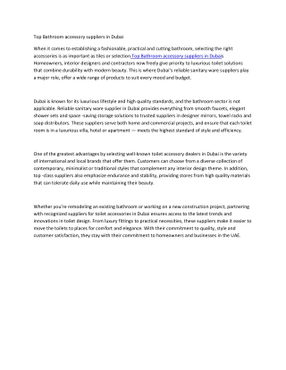 Top Bathroom accessory suppliers in Duba1