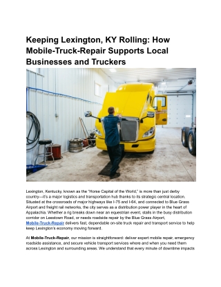 Keeping Lexington, KY Rolling_ How Mobile-Truck-Repair Supports Local Businesses and Truckers