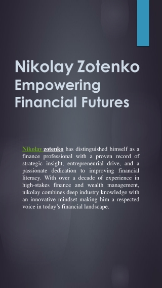 Nikolay Zotenko Empowering Financial Futures