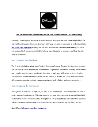 The Ultimate Guide: Hot to Set Up a Reef Tank and Master Coral Care and Feeding