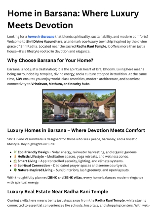 Home in Barsana Where Luxury Meets Devotion