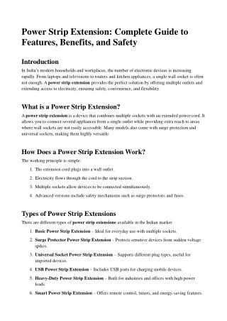 Power Strip Extension: Complete Guide to Features, Benefits, and Safety