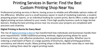 Printing Services in Barrie: Find the Best Custom Printing Shop Near You