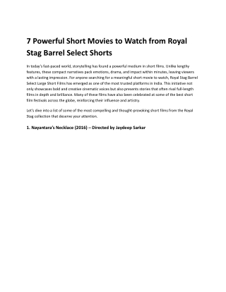 7 Powerful Short Movies to Watch from Royal Stag Barrel Select Shorts