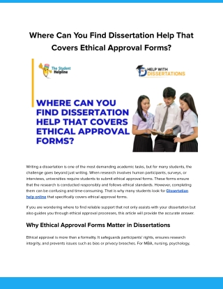Where Can You Find Dissertation Help That Covers Ethical Approval Forms_