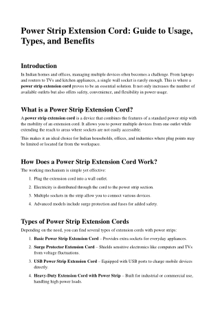 Power Strip Extension Cord: Guide to Usage, Types, and Benefits