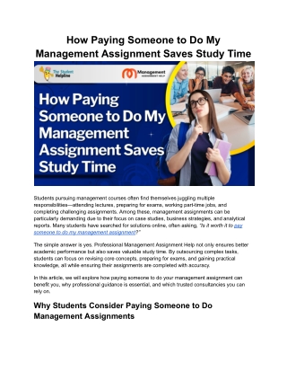 How Paying Someone to Do My Management Assignment Saves Study Time