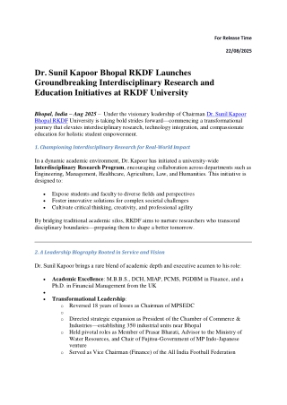 Dr. Sunil Kapoor Bhopal RKDF – Chairman RKDF Group