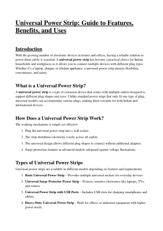 Universal Power Strip: Guide to Features, Benefits, and Uses