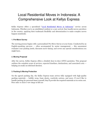 Local Residential Moves in Indonesia A Comprehensive Look at Kellys Express