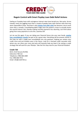 Regain Control with Smart Payday Loan Debt Relief Actions