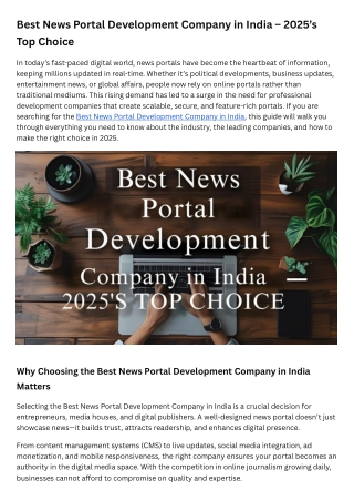 Best News Portal Development Company in India – 2025’s Top Choice
