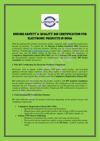Ensure Safety & Quality: BIS Certification for Electronic Products in India