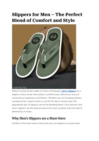 Slippers for Men – The Perfect Blend of Comfort and Style