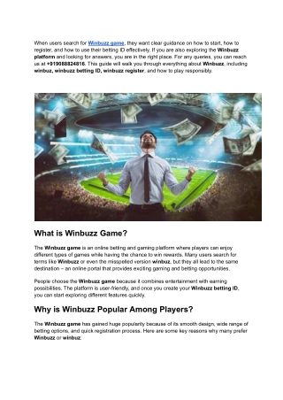 Winbuzz Game – Complete Guide to Winbuzz, Winbuz, Winbuzz Betting ID and Winbuzz Register